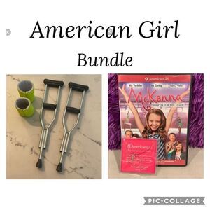 American Girl Bundle - Crutches, Casts, Movie & Necklace
